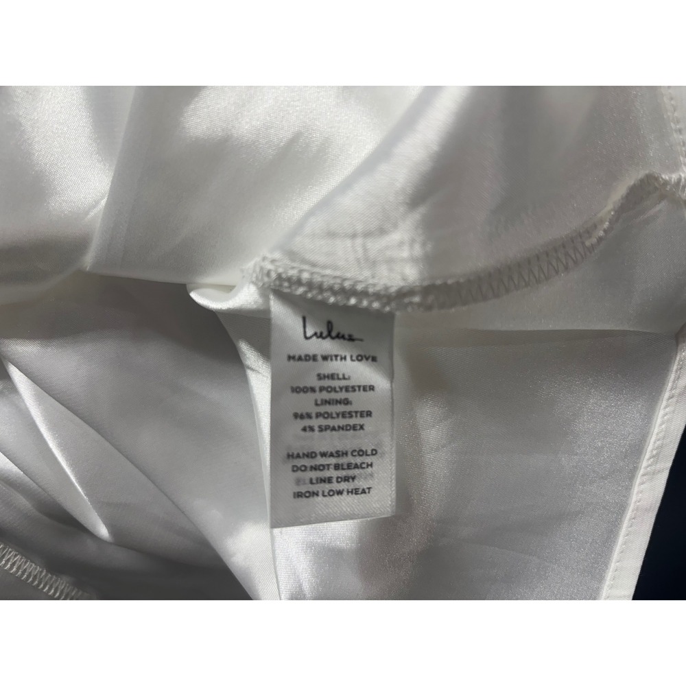 Lulus Bubbly Love White Satin Corset Mini Dress Square Neck Skater Fit and Flare - Picture 7 of 9